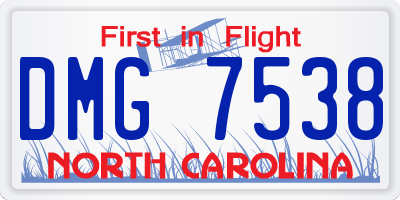 NC license plate DMG7538
