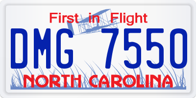 NC license plate DMG7550