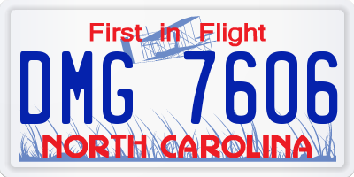 NC license plate DMG7606