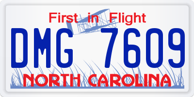 NC license plate DMG7609