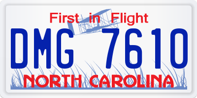 NC license plate DMG7610