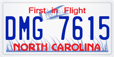 NC license plate DMG7615