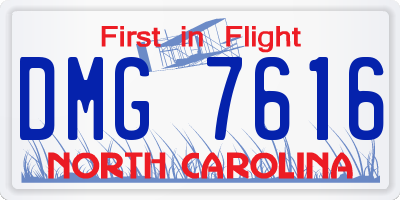 NC license plate DMG7616