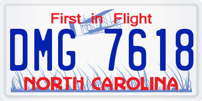 NC license plate DMG7618