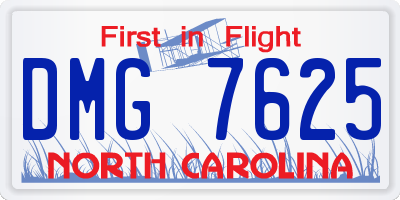 NC license plate DMG7625