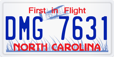 NC license plate DMG7631