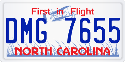 NC license plate DMG7655