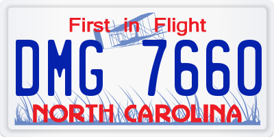 NC license plate DMG7660