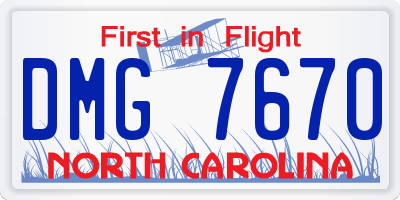 NC license plate DMG7670
