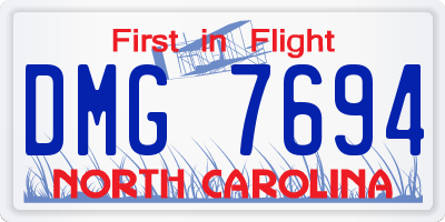 NC license plate DMG7694