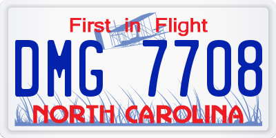 NC license plate DMG7708