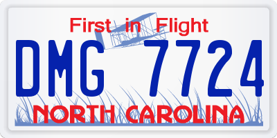 NC license plate DMG7724