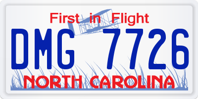 NC license plate DMG7726