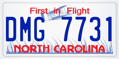 NC license plate DMG7731