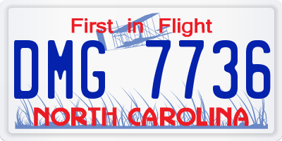 NC license plate DMG7736