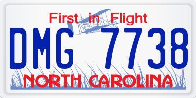 NC license plate DMG7738