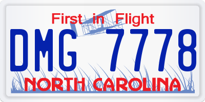 NC license plate DMG7778