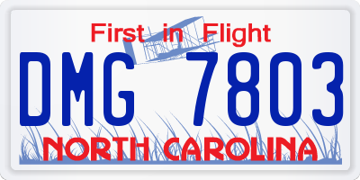 NC license plate DMG7803