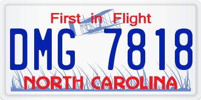 NC license plate DMG7818