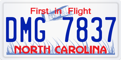 NC license plate DMG7837