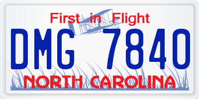 NC license plate DMG7840