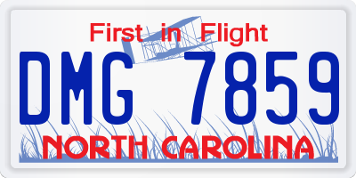 NC license plate DMG7859
