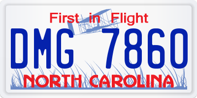 NC license plate DMG7860