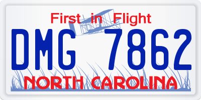 NC license plate DMG7862