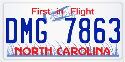 NC license plate DMG7863