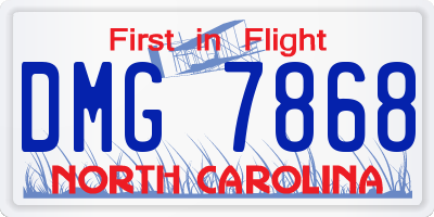 NC license plate DMG7868