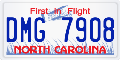 NC license plate DMG7908