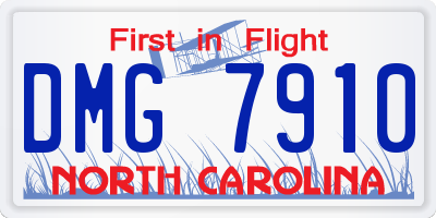 NC license plate DMG7910