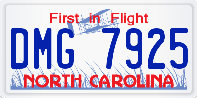 NC license plate DMG7925