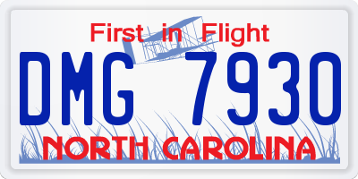 NC license plate DMG7930