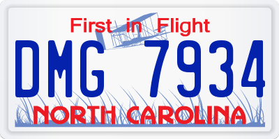 NC license plate DMG7934