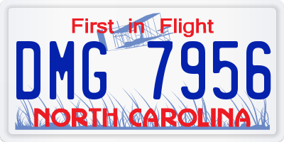 NC license plate DMG7956