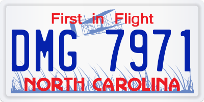 NC license plate DMG7971