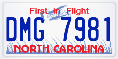 NC license plate DMG7981