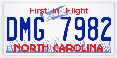 NC license plate DMG7982