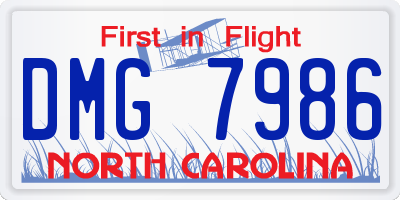 NC license plate DMG7986