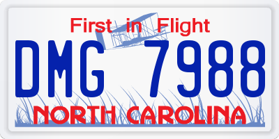 NC license plate DMG7988