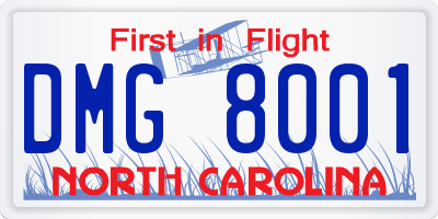 NC license plate DMG8001