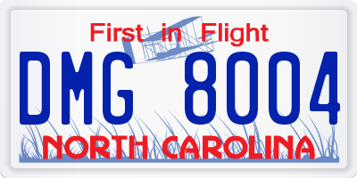 NC license plate DMG8004