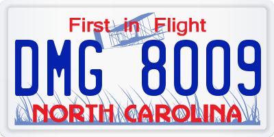 NC license plate DMG8009