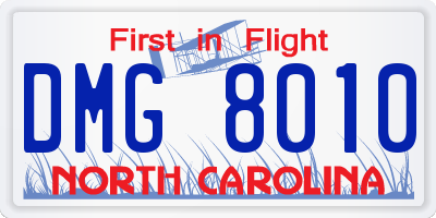 NC license plate DMG8010