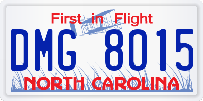 NC license plate DMG8015