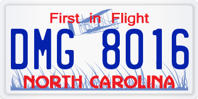 NC license plate DMG8016