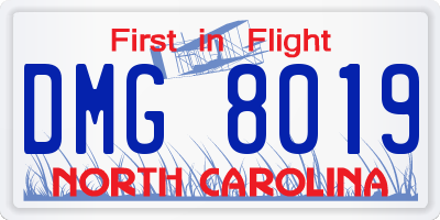 NC license plate DMG8019