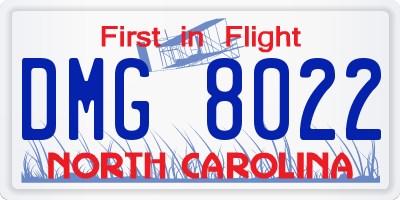 NC license plate DMG8022