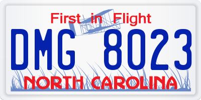 NC license plate DMG8023